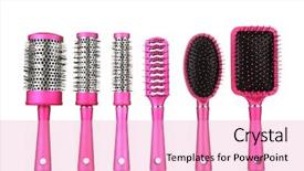  Presentation with brush - Cool new slides with comb brushes isolated on white backdrop and a lemonade colored foreground