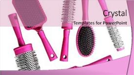 Presentation with brush - Slide set featuring comb brushes isolated on white background and a coral colored foreground