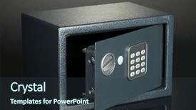  Presentation with black teachers - Cool new PPT theme with combination lock - safe on black background backdrop and a tawny brown colored foreground