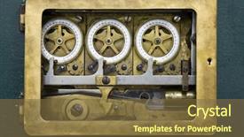  Presentation with combination lock - PPT theme with combination lock detail background and a tawny brown colored foreground