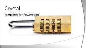  Presentation with combination lock - Presentation theme enhanced with combination lock isolated over white background and a white colored foreground