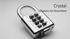  Presentation with combination lock - Presentation theme featuring combination lock on the plain background and a light gray colored foreground