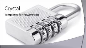  Presentation with combination lock - PPT theme with combination padlock isolated on white background and a white colored foreground