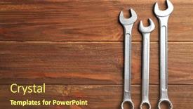  Presentation with wooden - Audience pleasing slides consisting of combination-wrenches-on-wooden-background backdrop and a tawny brown colored foreground