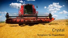  Presentation with wheat - Presentation consisting of combine harvester harvesting wheat background and a gold colored foreground