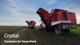  Presentation with modern - Amazing PPT theme having combine harvesters harvest of sugar backdrop and a tawny brown colored foreground