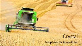  Presentation with wheat - Presentation theme having combine harvesting wheat background and a yellow colored foreground