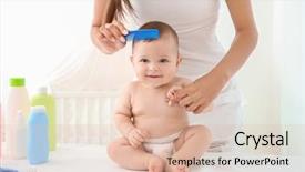  Presentation with mother baby - Amazing PPT layouts having combing cute baby after bathing backdrop and a lemonade colored foreground