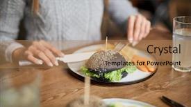  Presentation with container fast food packaging - Slides featuring combo - guest of fast food cafe background and a coral colored foreground