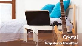  Presentation with guitar - Colorful slide set enhanced with combo - guitar with an amplifier backdrop and a  colored foreground