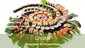  Presentation with set of sushi salmon - Presentation design having combo - japanese sushi set - various background and a  colored foreground