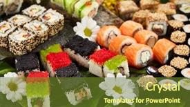  Presentation with sushi - PPT theme enhanced with combo - japanese sushi set - various background and a tawny brown colored foreground
