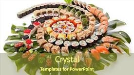  Presentation with set of sushi salmon - Presentation consisting of combo - japanese sushi set - various background and a tawny brown colored foreground