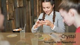  Presentation with fast food - Presentation theme having combo - two friendly girls scrolling background and a coral colored foreground