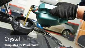  Presentation with service technician - Slide set with combustion - auto mechanic technician replacing background and a dark gray colored foreground