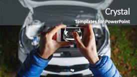  Presentation with car picture - Presentation design consisting of combustion - hands take picture of new background and a gray colored foreground