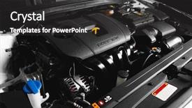  Presentation with car engine - Beautiful PPT theme featuring combustion - new car engine and parts backdrop and a dark gray colored foreground