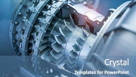  Presentation with turbine - Cool new slide set with combustion - turbine metal mechanism details backdrop and a teal colored foreground