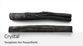  Presentation with traditional wood - Beautiful slide deck featuring combustion - two natural wood charcoal isolated backdrop and a white colored foreground