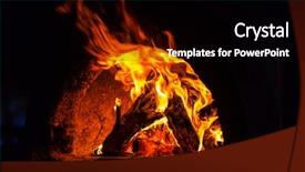  Presentation with fire - Colorful PPT theme enhanced with combustion - wood stove with fire backdrop and a black colored foreground