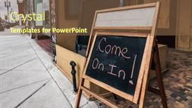  Presentation with advertising - Presentation theme enhanced with come-on-in-we-re background and a tawny brown colored foreground