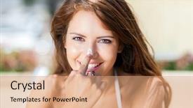  Presentation with beautiful midnight sun over - Colorful presentation theme enhanced with come swim - beautiful woman applying sun lotion backdrop and a coral colored foreground