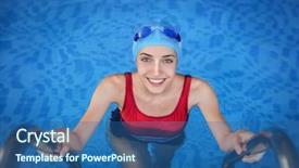  Presentation with swimming pool - PPT layouts having come swim - beautiful young woman in swimming background and a ocean colored foreground