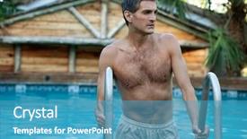  Presentation with swimming pool - Amazing slide set having come swim - handsome man coming backdrop and a teal colored foreground