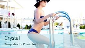  Presentation with pool side - Slide deck consisting of details of the wedding ceremony flowers and petals for decoration background and a gray colored foreground