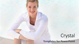  Presentation with swimming pool - Presentation having come swim - young woman sitting next background and a  colored foreground