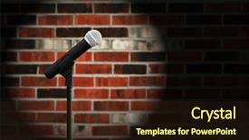  Presentation with artistic - Amazing PPT theme having comedy - artistic image of microphone backdrop and a wine colored foreground