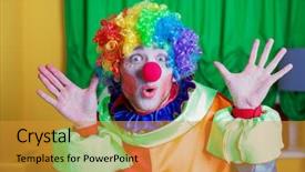  Presentation with clown - Amazing slides having comedy - clown with queer expression backdrop and a gold colored foreground