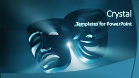  Presentation with masks - Beautiful theme featuring comedy - crying and smiling masks backdrop and a ocean colored foreground