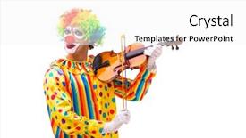  Presentation with clown - PPT theme featuring comedy - male clown isolated on white background and a white colored foreground