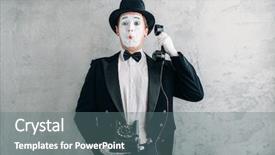  Presentation with actor - Slide deck with comedy - pantomime actor performing with retro background and a gray colored foreground