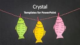  Presentation with fish - Amazing theme having comedy - paper fish hanging on string backdrop and a dark gray colored foreground