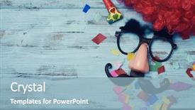  Presentation with black man - Colorful presentation theme enhanced with comedy - red wig a pair backdrop and a light blue colored foreground