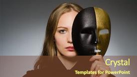  Presentation with funny - Amazing PPT theme having comedy - woman with mask in funny backdrop and a tawny brown colored foreground