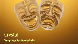  Presentation with curtain - Beautiful theme featuring comedy and tragedy theatrical mask backdrop and a tawny brown colored foreground