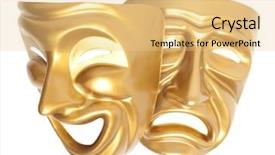 Presentation with comedy - Audience pleasing slides consisting of comedy and tragedy theatrical mask backdrop and a lemonade colored foreground