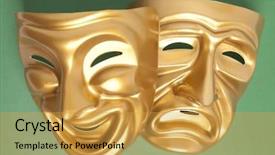  Presentation with comedy - PPT layouts featuring comedy and tragedy theatrical mask background and a gold colored foreground