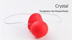  Presentation with red white blue confetti - PPT layouts having comedy festival - crown red nose background and a white colored foreground