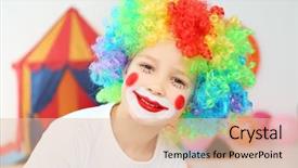  Presentation with clown - PPT theme with comedy festival - cute little boy with clown background and a lemonade colored foreground