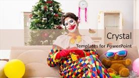  Presentation with comedy - Beautiful theme featuring comedy festival - funny clown in christmas celebration backdrop and a lemonade colored foreground