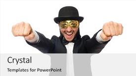  Presentation with comedy - Presentation design featuring comedy festival - funny man isolated on white background and a white colored foreground