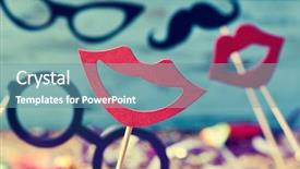  Presentation with eyeglasses - Presentation theme having comedy festival - some different mouths eyeglasses background and a teal colored foreground