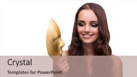  Presentation with hero mask woman - Audience pleasing presentation theme consisting of comedy festival - woman with carnival mask isolated backdrop and a coral colored foreground