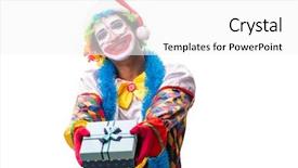  Presentation with comedian - Slides having comedy festival - young funny clown comedian isolated background and a white colored foreground
