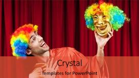  Presentation with comedy - Slide set with comedy show - actor with maks background and a  colored foreground