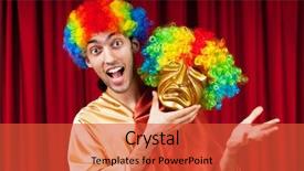  Presentation with comedy - Theme with comedy show - actor with maks background and a  colored foreground